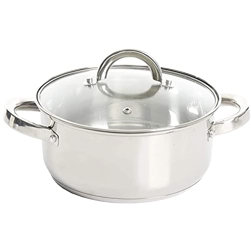 Oster Dutch Oven with Steamer Basket 3-Quart - Sangerfield Stainless Steel, Stovetop Steamer for Vegetables, Rice & Tamales, Dishwasher Safe