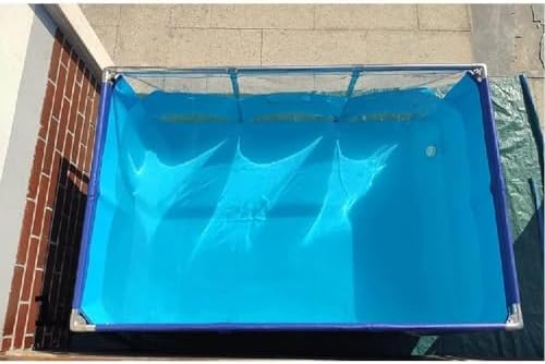Flexible PVC Canvas Fish Breeding Water Tank with Steel Frame, Clear Viewing Window, Easy Assembly, Ideal for Aquatic Pets, Backyard Pool Pond - 50x40x30cm