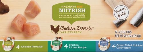 Rachael Ray Nutrish Premium Wet Cat Food, Chicken Lovers Variety Pack, Grain Free, 2.8 Oz. Tub, Pack Of 12