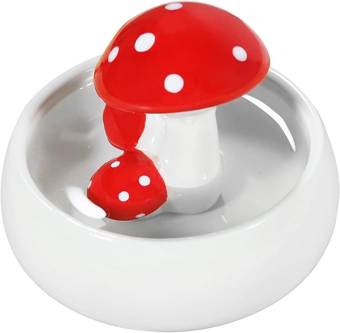 Niteangel Hamster Feeding & Water Bowls- Mushroom Ceramics Series Food Dish Feeding Bowls for Dwarf Syrian Hamsters Gerbils Mice Rats or Other Similar-Sized Small Pets (Water Bowl)