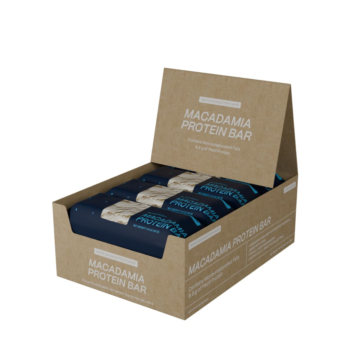 Blueprint Bryan Johnson Macadamia Nut Protein Bars – Variety Pack Protein Bars - Lemon, White Cocoa & Raspberry – Vegan, Low Sugar, Keto-Friendly Snacks – Non-GMO, Raw Nut Bar– 9g Protein – 12 Pack