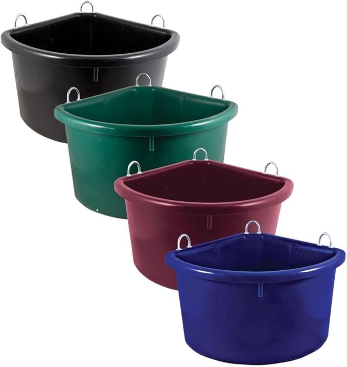 Dura-Tech Platinum Corner Feeder for Horses 30 Quart | Space-Saving Corner Design | Cold Weather Resistant | Color Hunter