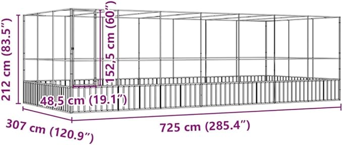 Large Metal Heavy Duty Walk-in Aviary Cage with Extension, Ample Activity Space Bird Cage with Lockable Door Also for Chickens and Rabbits, Silver 285.4"x120.9"x83.5" Steel,-418