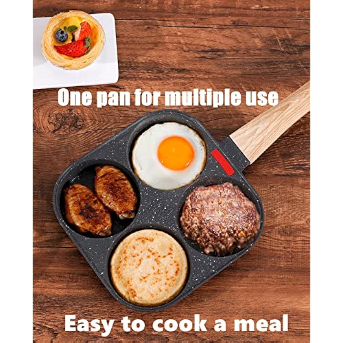 4-Cup Egg Pan Nonstick, and Granite Egg Frying Pan, Versatile Breakfast Skillet for Eggs, Pancakes, Plett, Crepes, Compatible with Gas Stove and Induction Cooktop