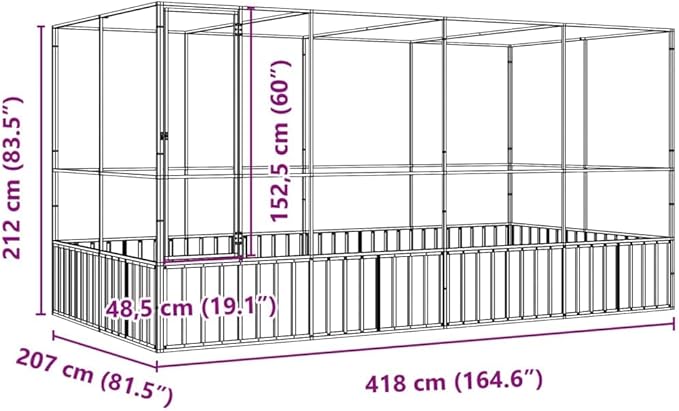 Outdoor Aviary Bird Cage, Galvanized Steel Outside Ample Activity Space Birdcage, 164.6"x81.5"x83.5", -268