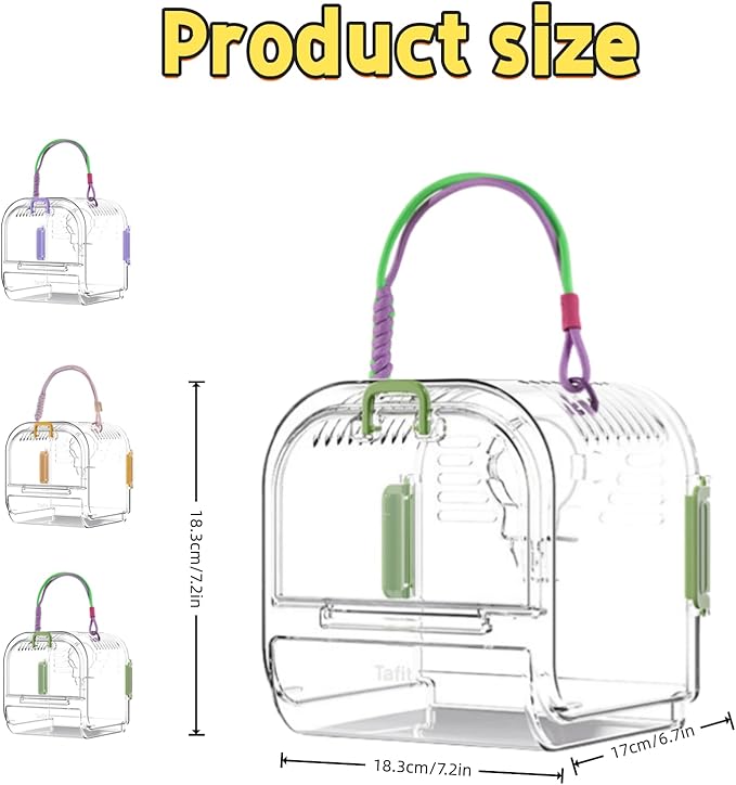 Portable Plastic Bird Cages,Travel Bird Cage,Lightweight Waterproof Ventilated Small Bird Cage,Outdoor Use Easy to Carry,for Small Birds, Budgies and Pet Birds (Green, A)