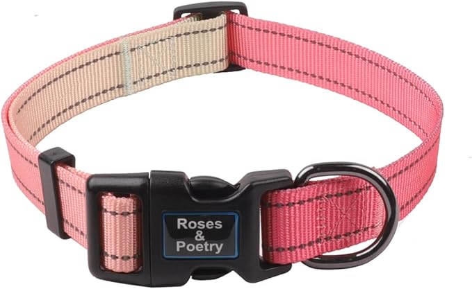 Roses&Poetry Small Dog Collar Girl Reflective with Pink Gradient Color, Adjustable Pink Puppy Collar Tiny for Small Medium Large Dogs (Pink Gradient-S)