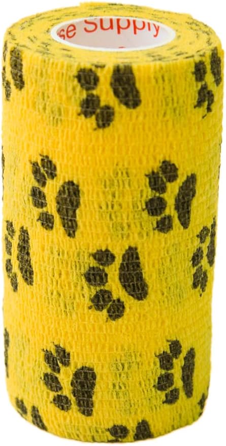 Prairie Horse Supply 3 Inch Vet Wrap Tape Bulk (Assorted Paw Prints) (Pack of 6) Self Adhesive Adherent Adhering Flex Bandage Grip Roll Dog Cat