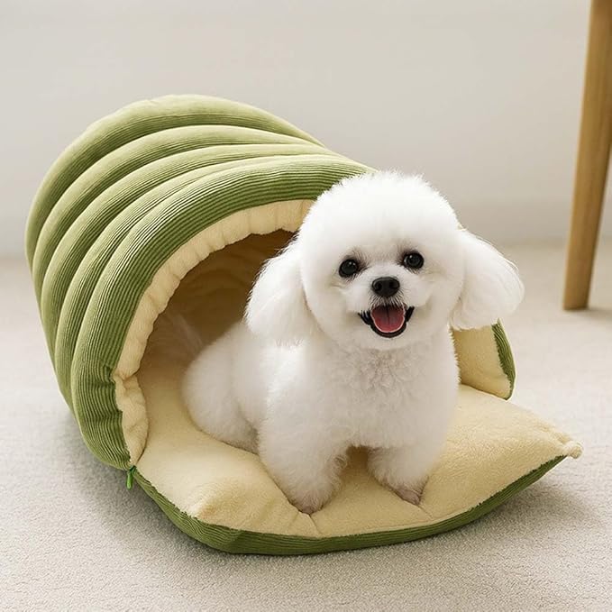 CutyPet Winter Cave,Warmth Cozy Comfort Plush Pet Cave,Cute Cozy Safe Hideaway Cat Bed with Removable Cushion,Warm Soft Removable Washable for Cats and Dogs (Purple, L:22.44 * 14.56 * 11.02 in)