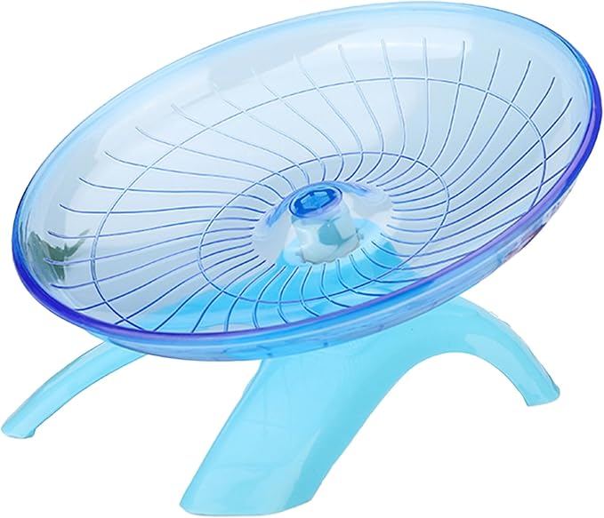 Silent Running Wheel for Small Animals, 12 Inch Flying Saucer Design, Exercise Wheel for Hamsters, Guinea Pigs, Hedgehogs, Blue