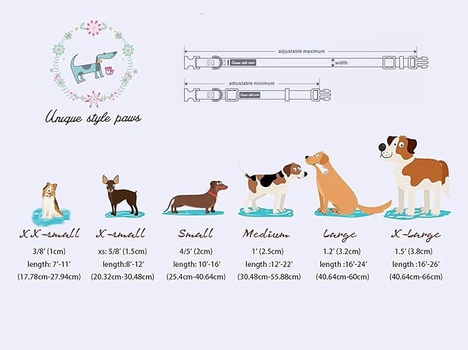 Unique Style Paws Metal Buckle Rose Collar - Durable & Cute for Small to Large Dogs