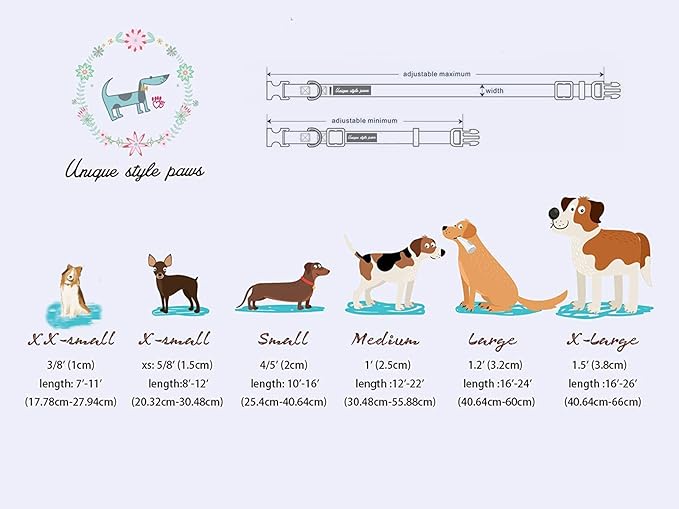 Unique Style Paws Watermelon Collar - Metal Buckle, Durable & Cute for Small, Medium & Large Dogs