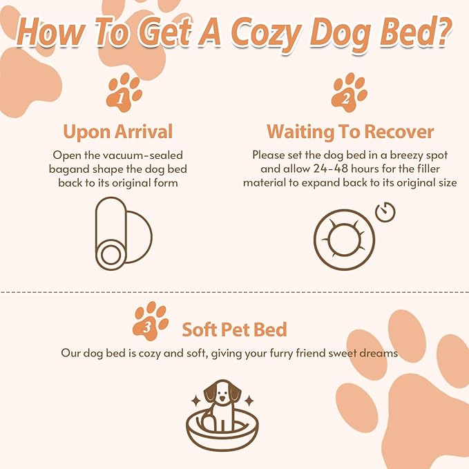 JOLLYVOGUE Calming Dog & Cat Bed for Small Dogs, Anti-Anxiety Donut Cuddler Cozy Soft Round Bed with Anti-Slip Bottom, Fluffy Faux Fur Plush Cushion Beds for Small Medium Dogs (23")