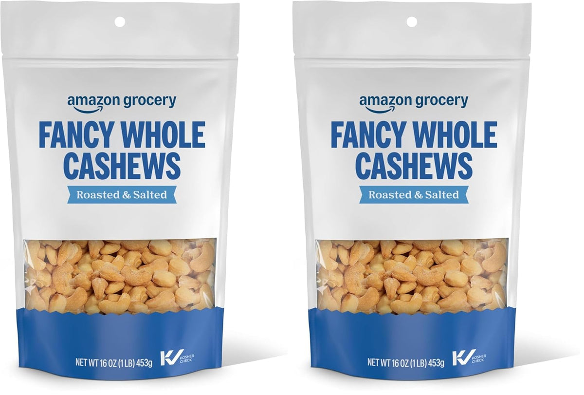 Amazon Grocery, Fancy Whole Cashews, Roasted & Salted, 16 Oz (Previously Happy Belly, Packaging May Vary)