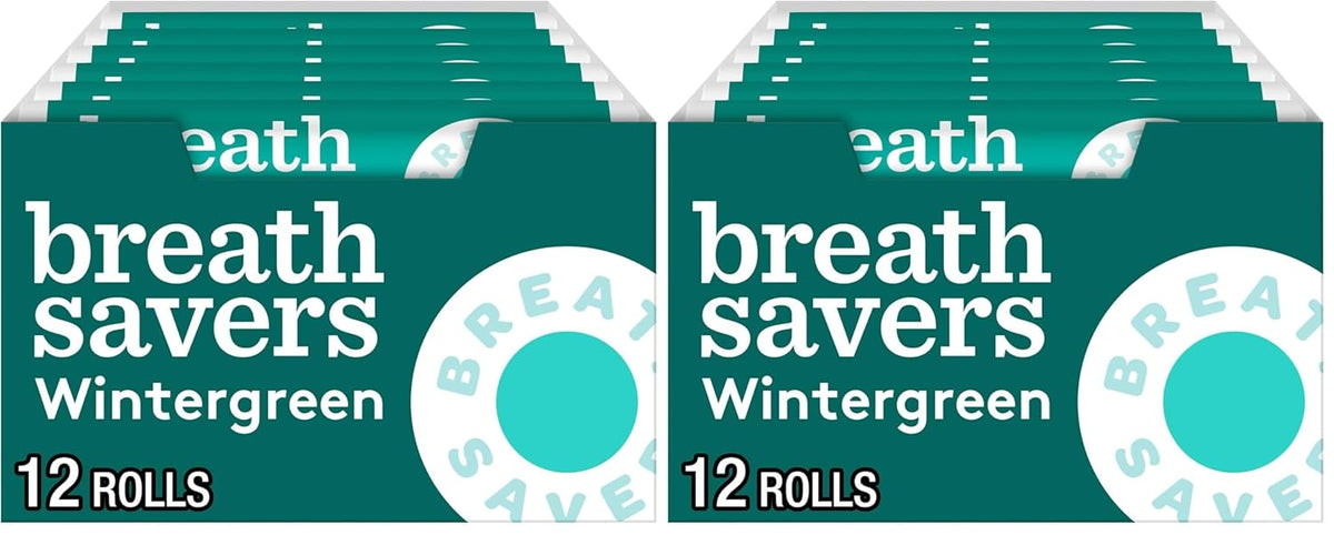 BREATH SAVERS Wintergreen Flavored Sugar Free Breath Mints Rolls, .75 oz (12 Count)