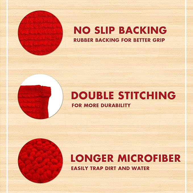 My Doggy Place Microfiber Dog Mat for Muddy Paws, 36" x 26" Red - Absorbent and Quick-Drying Dog Paw Cleaning Mat, Washer and Dryer Safe - Non-Slip Rubber Backed Dog Floor Mat, Large