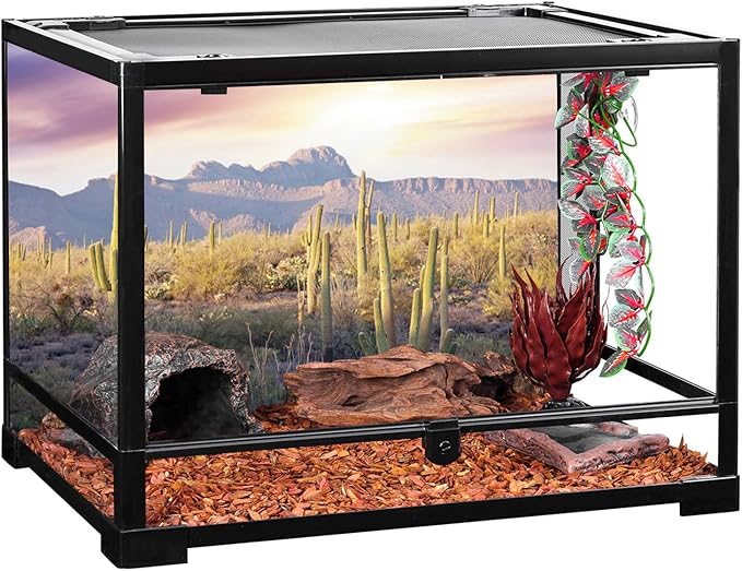 AWERT Reptile Habitat Background Blue Sky Oasis Mountain Cactus Sun and Desert Terrarium Background 48x20 inches
