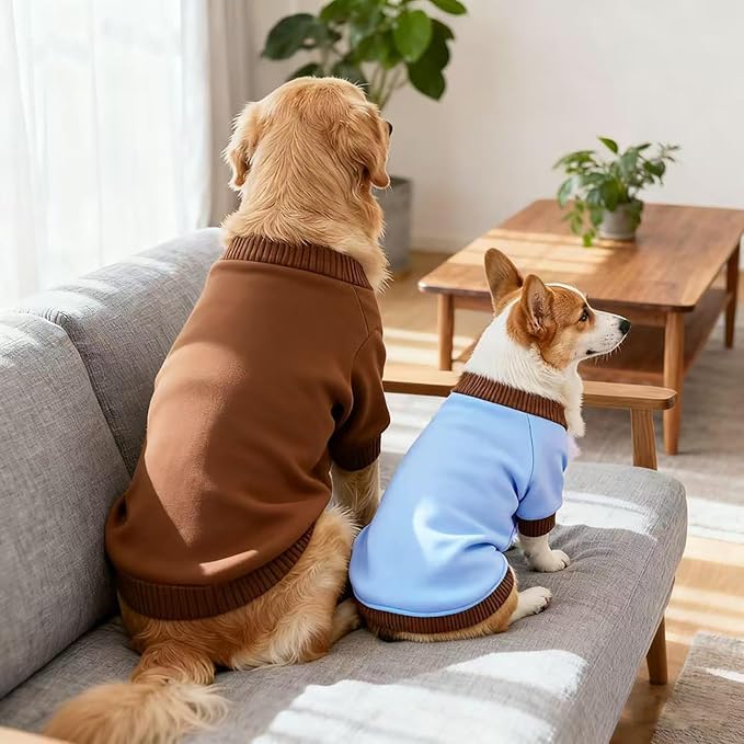 Custom Dog Hoodie, Personalized Sweatshirt with Photo Text Name Logo, Customized Hooded Sweater for Small Medium Large Dogs & Cats (Blue + Brown Border, XX-Large)