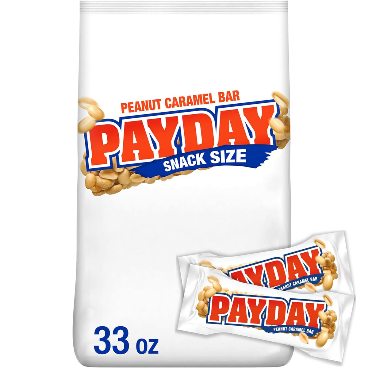 PAYDAY Peanut Caramel Snack Size, Candy Party Pack, 30.1 oz
