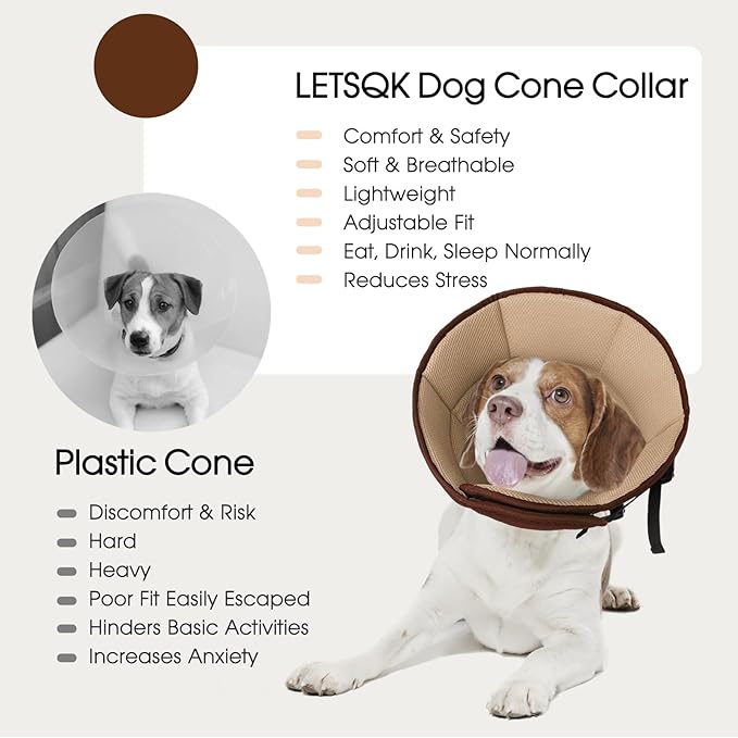 Dog Cone Collar After Surgery, Soft Cone for Small Dogs to Stop Licking, Adjustable Elizabethan Collar for Dogs, Lightweight Breathable Dog Recovery Cones for Wound Healing & Hot Spots