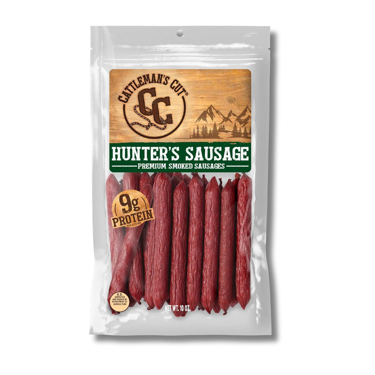 Cattleman's Cut Double Smoked Sausages Meat Sticks, Premium Protein Snacks, Keto Friendly, Gluten Free, Carnivore Travel Snack, Resealable Bag, 12 Ounce