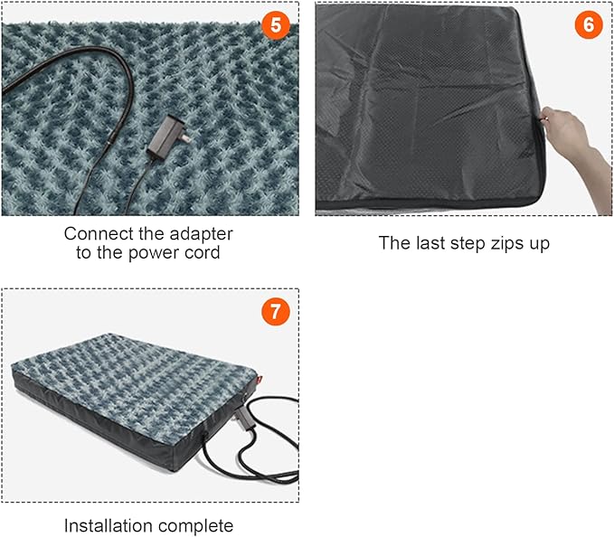 Heated Dog Bed with12V~24V Safe Voltage, Electric Heating Arthritis Orthopedic Dog Bed with Thickened Memory Foam, Heated Pet Bed with Waterproof Cover for Medium Dogs, Large Dogs (Large)
