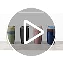Ceramic Travel Coffee Mug with Polypropylene Lid and Insulated Sleeve, 16 oz, Portable Coffee Cup for Car Cup Holder, Transmutation Glaze Microwave and Dishwasher Safe(Pinkish Purple)