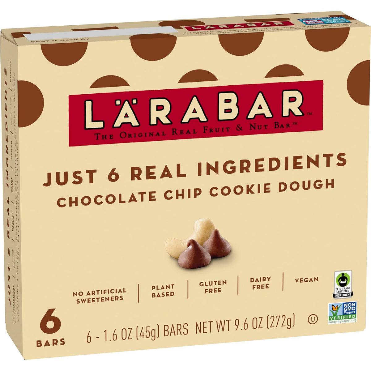 Larabar Chocolate Chip Cookie Dough Fruit and Nut Bars, Gluten Free and Vegan, 18 Ct, 28.8 oz