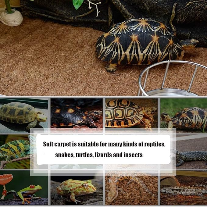 Hamiledyi Reptile Carpet Natural Coconut Fiber Tortoise Carpet Mats for Pet Terrarium Liner Reptile Supplies for Lizard Snake Chameleon Turtle Bedding Bunny Rabbit Mat (2 x Sheets)