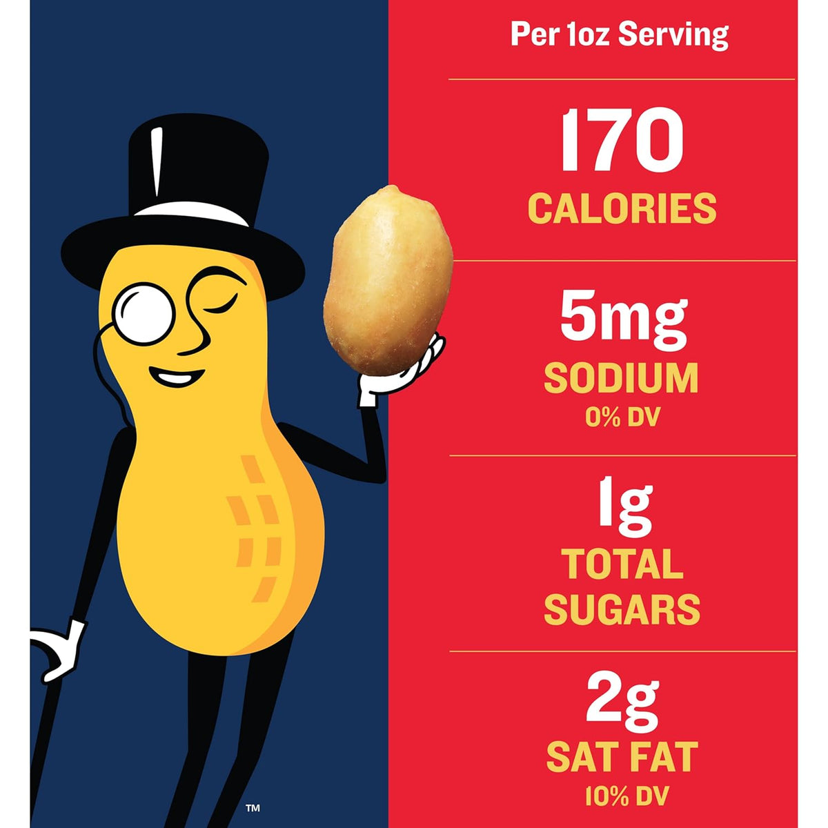 PLANTERS Salted Peanuts Cocktail, Party Snack, Plant-Based Protein, After School Snack, Roasted in Peanut Oil, Salted Nuts, Snacks for Adults, Bulk Nuts, Kosher, 2.19lb Jar