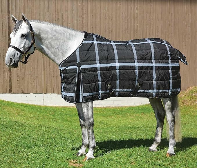 Country Pride Highland 1200D Lightweight Stable Blanket (60, BlackPlaid)