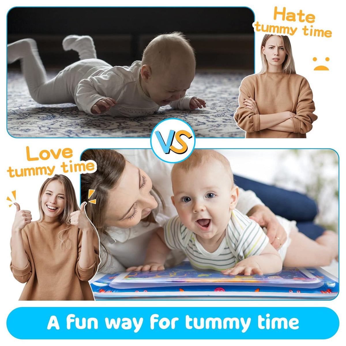 Tummy Time Water Mat for Babies | Inflatable Sensory Play Mat for Infants (3–12 Months), Baby Gift Idea