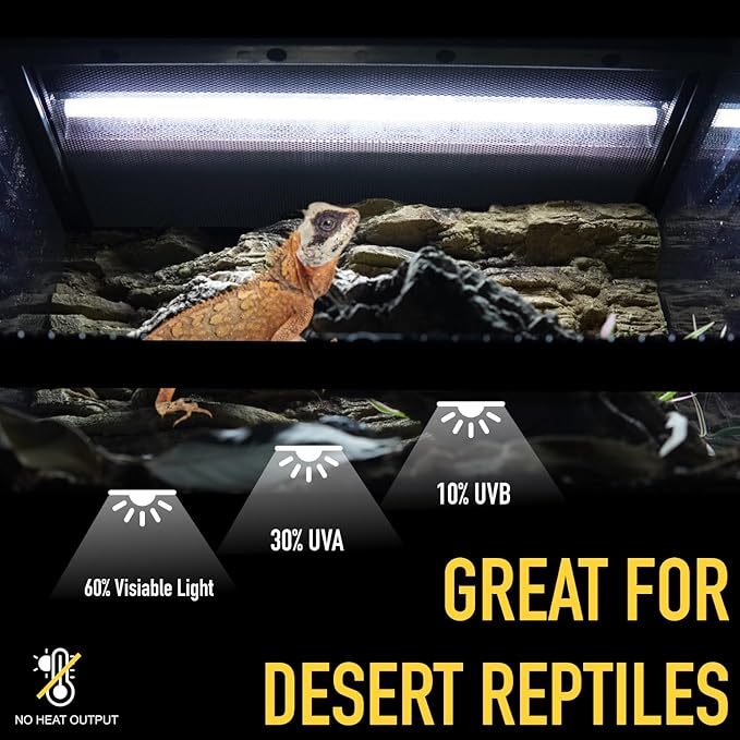 T5 Reptile 24W UVB 10.0 Tube, 2-Pack for Desert Reptiles & Bearded Dragons, 22''