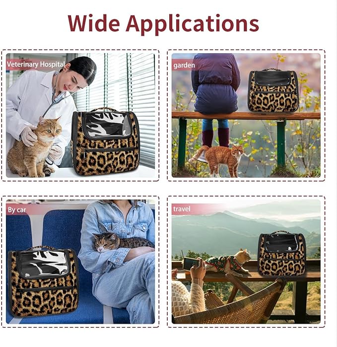 Animal Leopard Print (1) Cat Carrier Backpack,900D Wear-Resistant Oxford Fabric, Dog Carrier Cat Backpacks Suitable for Travel