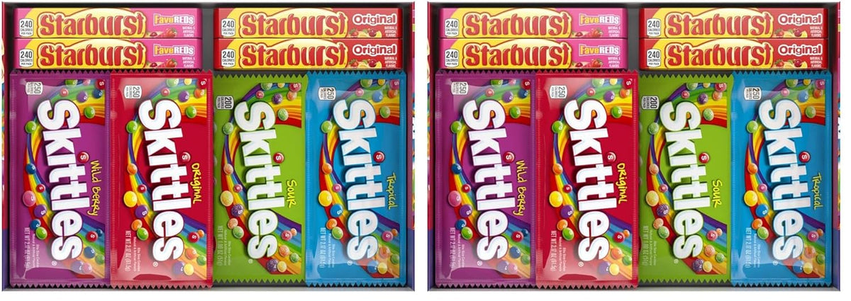 SKITTLES & Starbust Assorted Candy Variety Pack for Holidays, Gifts, Parties, Candy Assortment, 37.05 oz (18 Count) Bulk Box