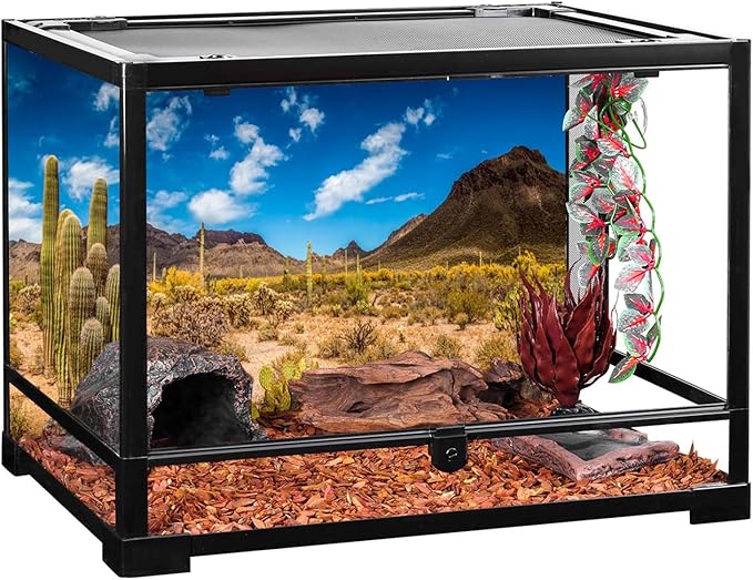 AWERT 60x24 inches Reptile Habitat Background Blue Sky Oasis Cactus Desert Terrarium Background Vinyl