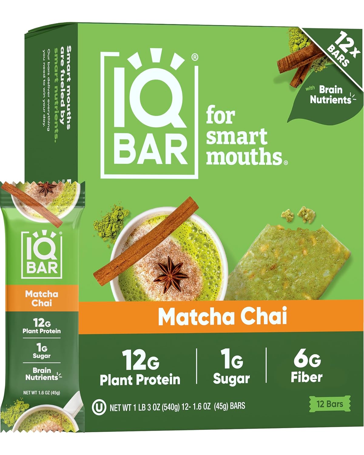 IQBAR Clean Plant Protein Bars - Chocolate Lovers Variety - 12 Count - Keto, Vegan, High Fiber, Gluten and Dairy Free, Low Sugar Snack - Brain and Body Nutrients for Focus, Energy, Meal Replacement
