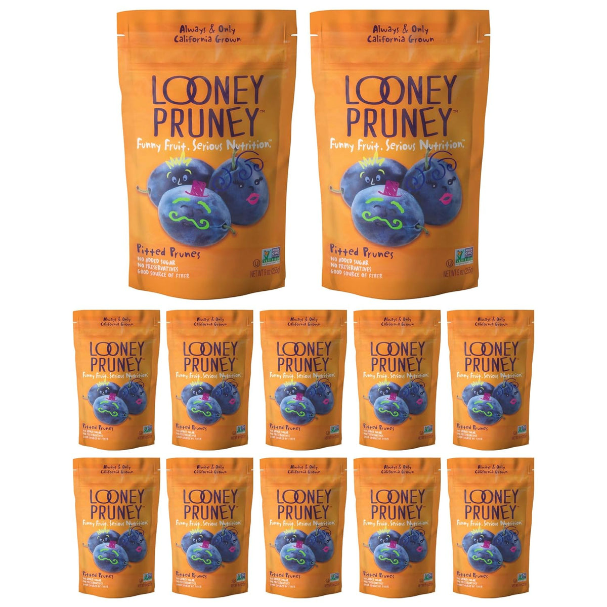 Looney Pruney Pitted Dried Prunes for the Family | Always California-Grown | Kosher | No Added Sugar & No Preservatives (40 oz)