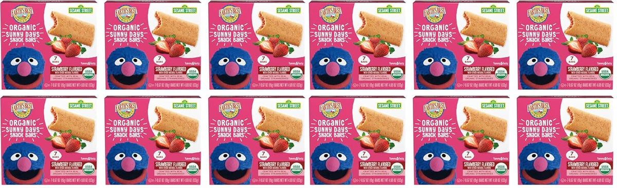 Earth's Best Organic Kids Snacks, Sesame Street Toddler Snacks, Organic Sunny Days Snack Bars for Toddlers 2 Years and Older, Blueberry with Other Natural Flavors, 7 Bars Per Box