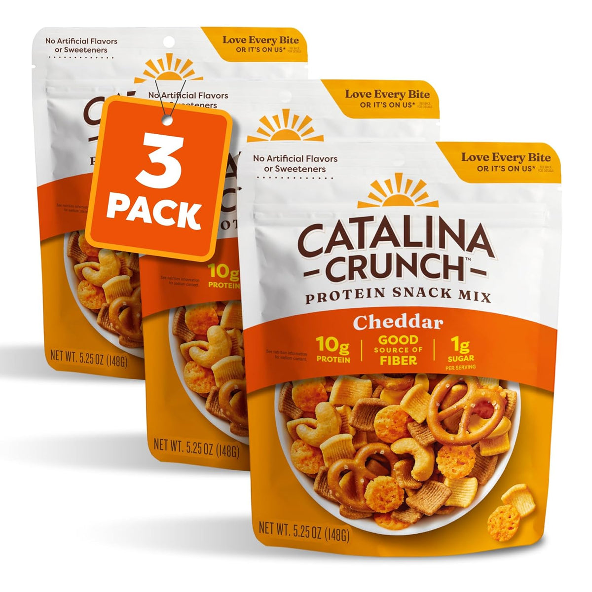 Catalina Crunch Protein Snack Mix with Cheese Crisps - 10g Protein, 2g Sugar per Serving - Good Source of Fiber, Gluten Free - Cheddar, 5.25 Ounce Bag (Pack of 1) - Packaging May Vary