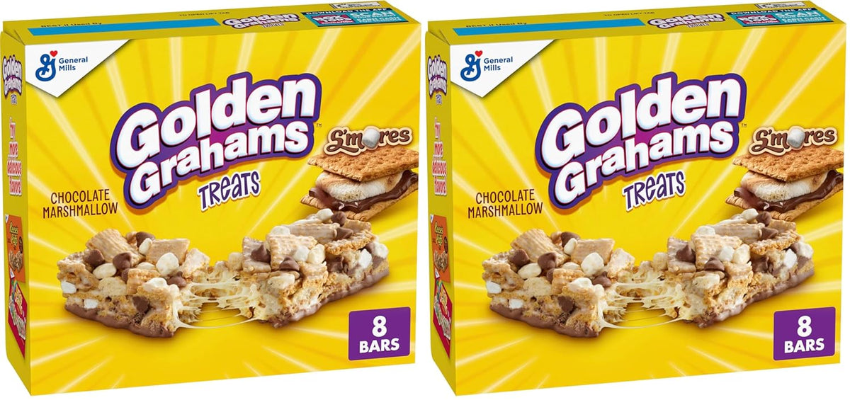 Golden Grahams Breakfast Cereal Treat Bars, S'mores, Snack Bars, 8 Ct, 8.48 oz