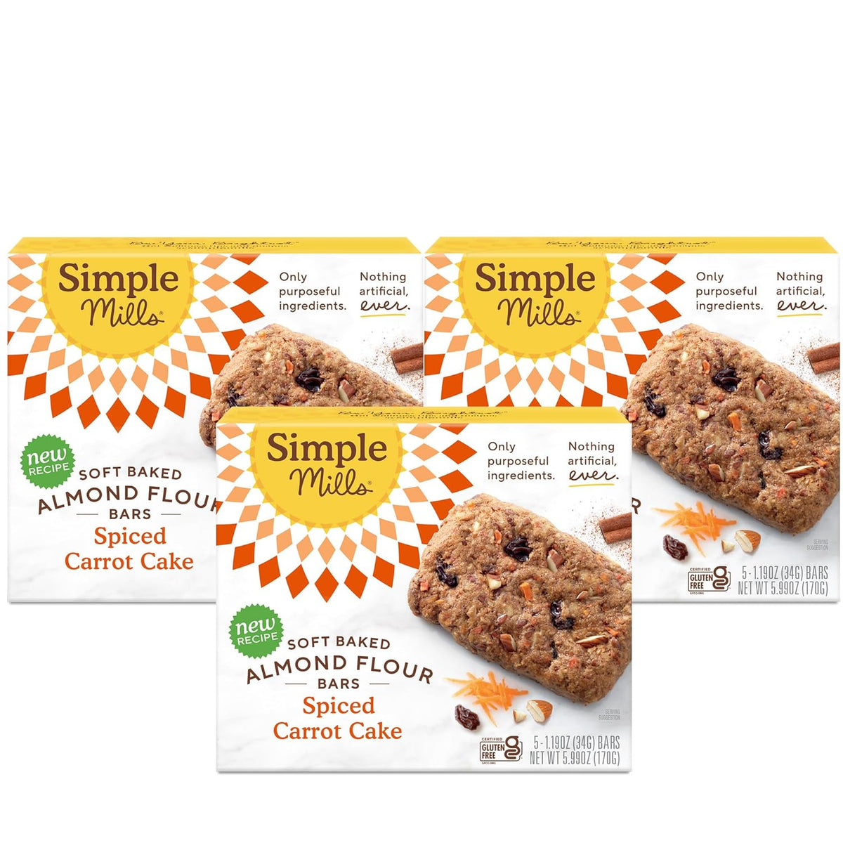 Simple Mills Soft Baked Dark Chocolate Almond Flour Bars, 5 ct, 1.19 oz each
