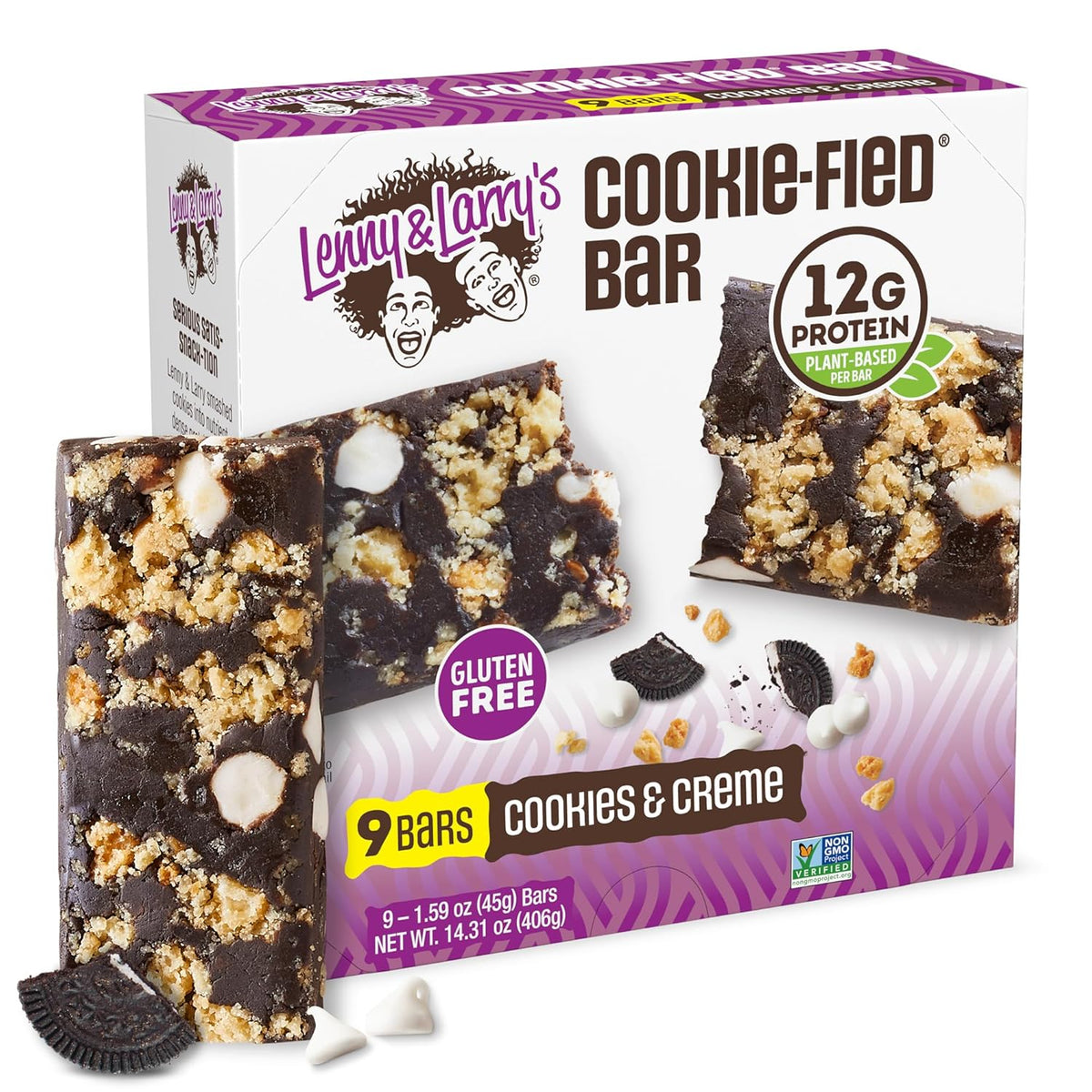 Lenny & Larry's Cookie-fied Protein Bar – Chocolate Almond Sea Salt Vegan Protein Bars 9x45g – Healthy Snacks with 12g Plant Protein & 5g Fiber – Gluten-Free Power Bar, Non-GMO & Vegan