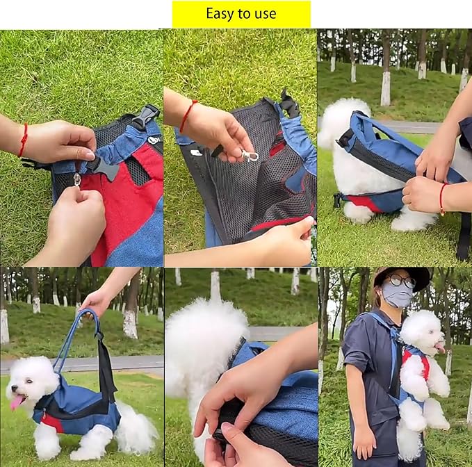 Lightweight Pet Backpack Carrier for Small Dogs & Cats - Easy-Fit Adjustable Straps, Basic Legs-Out Design, Durable for Daily Use (Fits Pets Under 15lb) (Yellow-White Color-Blocked, Small)