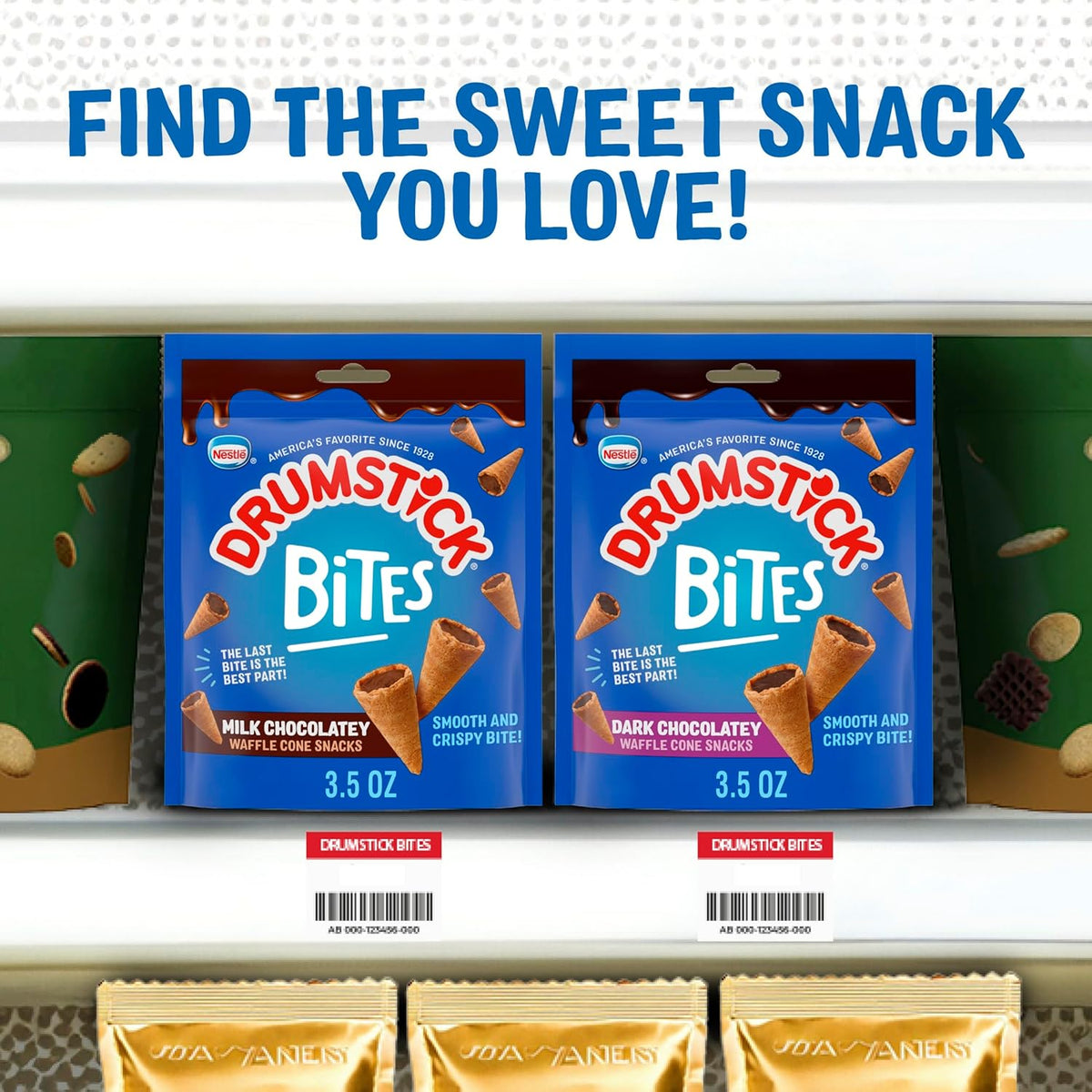 Drumstick Bites Dark Chocolatey Waffle Cone Snacks, Chocolate Dessert, Pantry Snacks