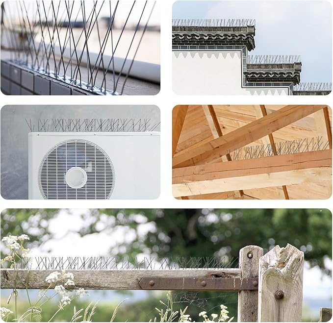 OFFO Bird Spikes with Stainless Steel Base, Covers 134.6 Feet(41m) Durable Bird Spikes Arrow Pigeon Spikes Fence Kit for Keeping Small Bird, Crows and Woodpeckers Away