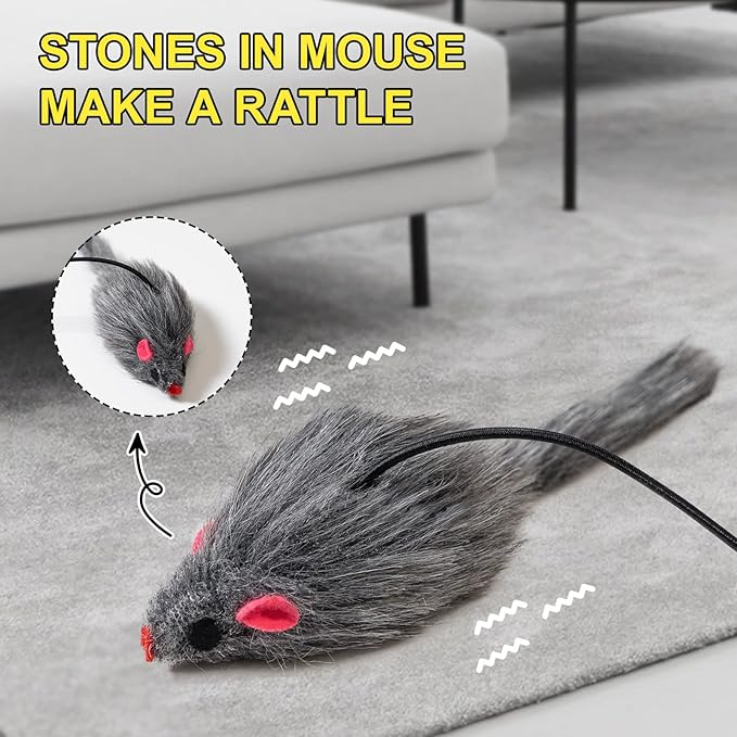 Hanging Cat Toy - 2PCS Interactive Cat Feather Toys for Mental Physical Stimulation, Retractable Teaser Kitten Toys for Indoor Cats Play Chase Exercise, Boredom Buster with Mouse