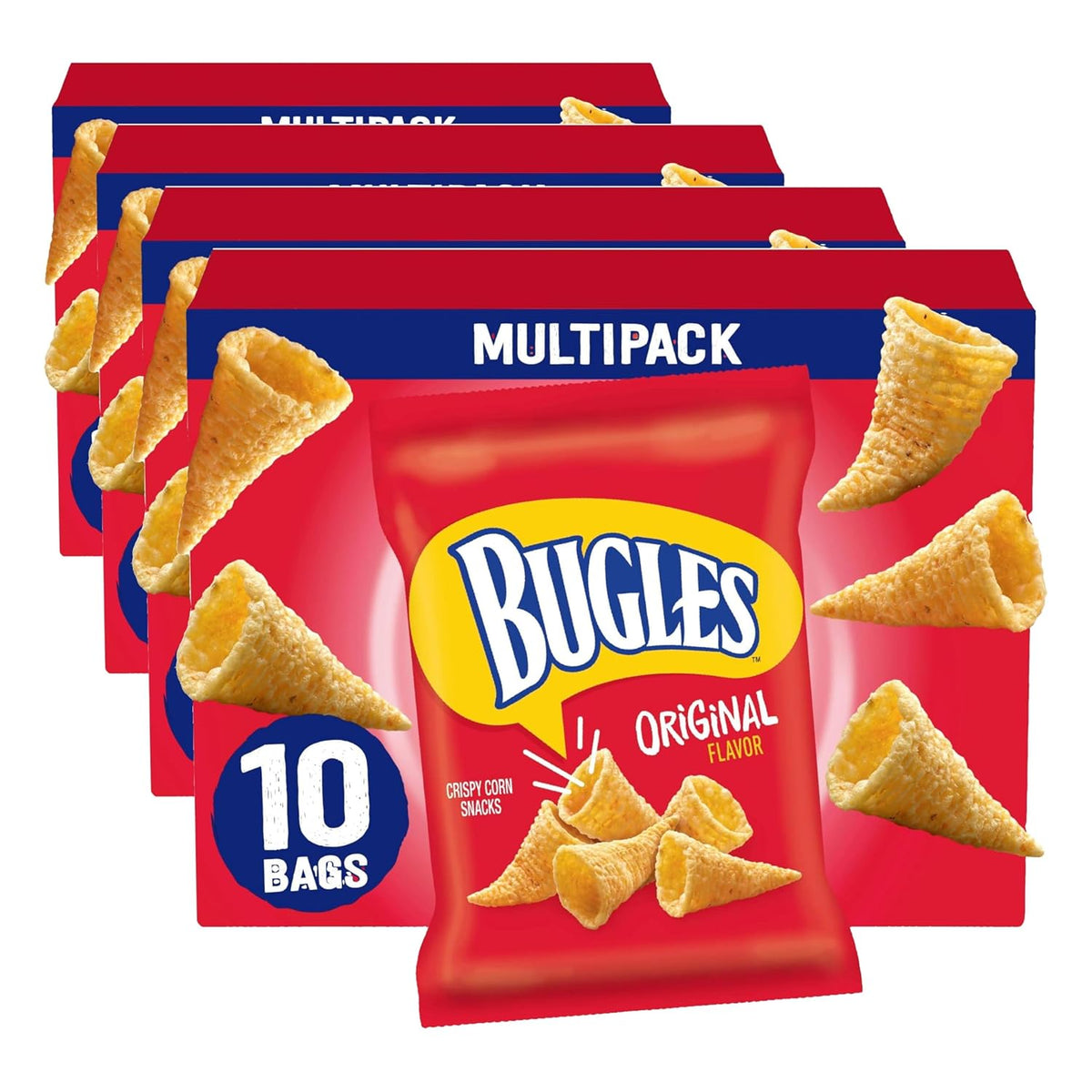 Bugles Original Crispy Corn Snacks, Snack Bags Multipack, 10 Ct, 8.75 oz