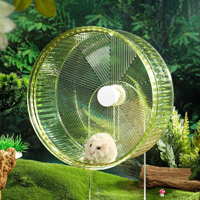 Super-Silent Hamster Exercise Wheel: Silent Spin Toys Hamster Running Wheels with Height Adjustable Stand for Hamsters Gerbils Mice Or Other Small Animals -6.5inch Blue