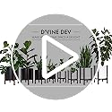 D'vine Dev Planter Pot with Stand - 14 Inch Plastic Cylinder Flower Pot with Wood Planter Holder for Indoor, Matte Black Pot + Walnut Color Stand, 55-C-R-2